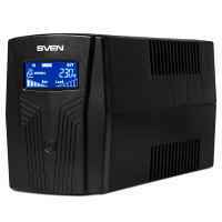 ИБП SVEN Pro 650 (LCD, USB), 650VA/390W, Многофункциональный ЖК-дисплей, 2 гнезда Schuko, AVR: 170-280V, USB, RJ-11, Функция холодного старта, Черный